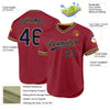 Custom Maroon Navy-Old Gold Authentic Throwback Baseball Jersey