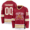 Custom Maroon White-Old Gold Hockey Jersey