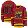 Custom Maroon Black-Gold Hockey Jersey