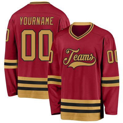 Custom Maroon Old Gold-Black Hockey Jersey