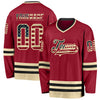 Custom Maroon Vintage USA Flag Cream-Black Hockey Jersey