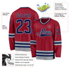 Custom Maroon Navy-Gray Hockey Jersey