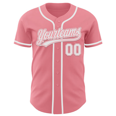 Custom Medium Pink White Authentic Baseball Jersey