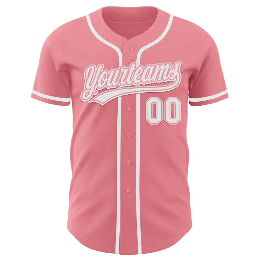 Custom Medium Pink White Authentic Baseball Jersey