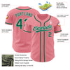 Custom Medium Pink Kelly Green-White Authentic Baseball Jersey