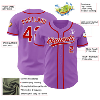 Custom Medium Purple Red-White Authentic Baseball Jersey