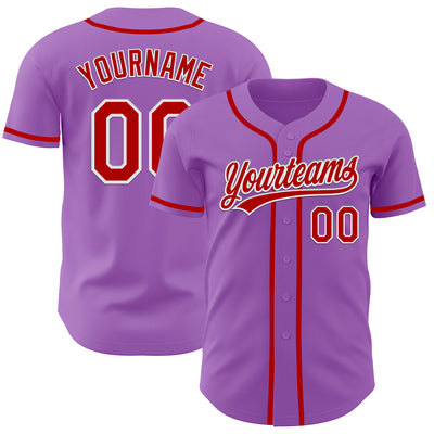 Custom Medium Purple Red-White Authentic Baseball Jersey