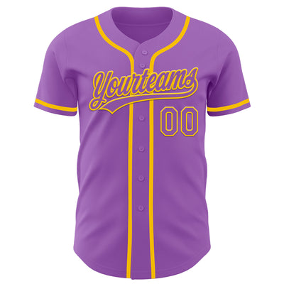 Custom Medium Purple Yellow Authentic Baseball Jersey