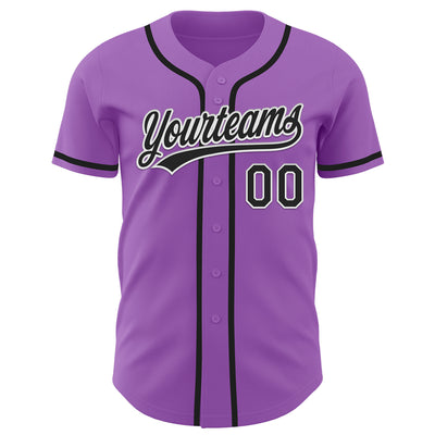 Custom Medium Purple Black-White Authentic Baseball Jersey