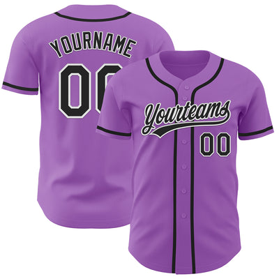 Custom Medium Purple Black-White Authentic Baseball Jersey