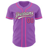 Custom Medium Purple Pink-Black Authentic Baseball Jersey