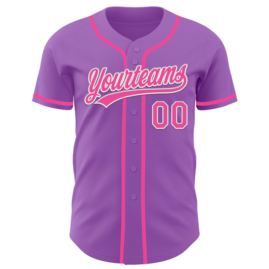 Custom Medium Purple Pink-White Authentic Baseball Jersey