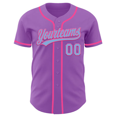 Custom Medium Purple Light Blue-Pink Authentic Baseball Jersey