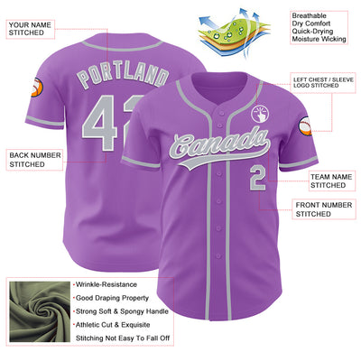 Custom Medium Purple Gray-White Authentic Baseball Jersey