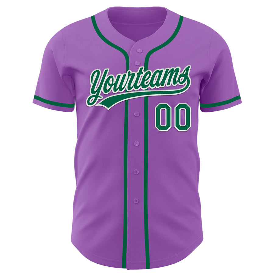 Custom Medium Purple Kelly Green-White Authentic Baseball Jersey