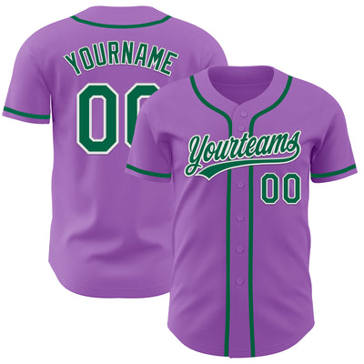 Custom Medium Purple Kelly Green-White Authentic Baseball Jersey