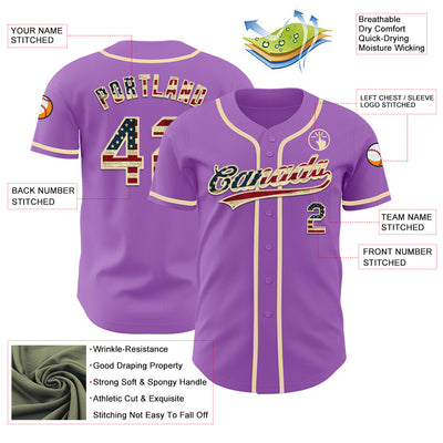 Custom Medium Purple Vintage USA Flag-Cream Authentic Baseball Jersey