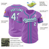 Custom Medium Purple White-Teal Authentic Baseball Jersey