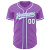 Custom Medium Purple White-Light Blue Authentic Baseball Jersey