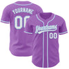 Custom Medium Purple White-Light Blue Authentic Baseball Jersey