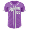 Custom Medium Purple White-Gray Authentic Baseball Jersey