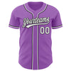 Custom Medium Purple White-Black Authentic Baseball Jersey