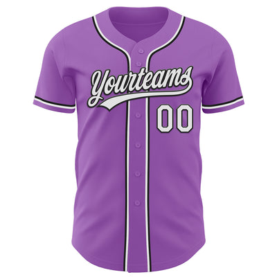 Custom Medium Purple White-Black Authentic Baseball Jersey