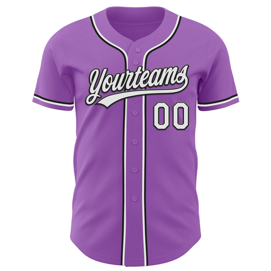 Custom Medium Purple White-Black Authentic Baseball Jersey