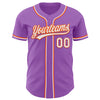 Custom Medium Purple White-Orange Authentic Baseball Jersey