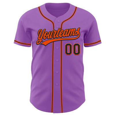 Custom Medium Purple Black-Orange Authentic Baseball Jersey