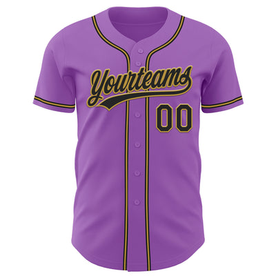 Custom Medium Purple Black-Old Gold Authentic Baseball Jersey