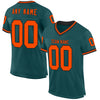 Custom Midnight Green Orange-Black Mesh Authentic Throwback Football Jersey