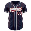 Custom Navy Red Pinstripe White-Gray Authentic Baseball Jersey