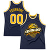 Custom Navy Gold-White Authentic Throwback Basketball Jersey