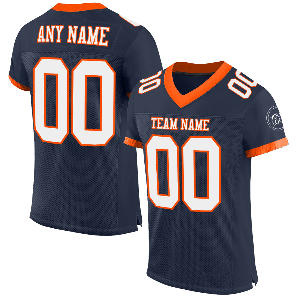 Custom Football Jersey Embroidered Your Names and Numbers – Navy/Orange/White  - Blank Jerseys