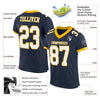 Custom Navy White-Gold Mesh Authentic Football Jersey