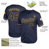 Custom Navy Old Gold Mesh Authentic Throwback Baseball Jersey