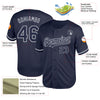 Custom Navy Gray Mesh Authentic Throwback Baseball Jersey