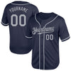 Custom Navy Gray Mesh Authentic Throwback Baseball Jersey