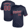 Custom Navy Crimson-White Mesh Authentic Throwback Baseball Jersey