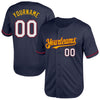 Custom Navy Crimson-Gold Mesh Authentic Throwback Baseball Jersey