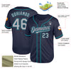 Custom Navy Gray-Teal Mesh Authentic Throwback Baseball Jersey