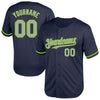 Custom Navy Gray-Neon Green Mesh Authentic Throwback Baseball Jersey