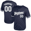 Custom Navy White-Gray Mesh Authentic Throwback Baseball Jersey