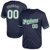 Custom Navy Kelly Green-Gray Mesh Authentic Throwback Baseball Jersey