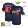 Custom Navy Red-White Mesh Authentic Throwback Baseball Jersey