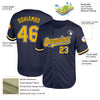 Custom Navy Gold-White Mesh Authentic Throwback Baseball Jersey