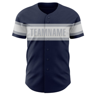 Custom Navy White-Gray Authentic Baseball Jersey