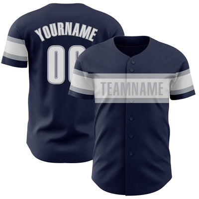 Custom Navy White-Gray Authentic Baseball Jersey