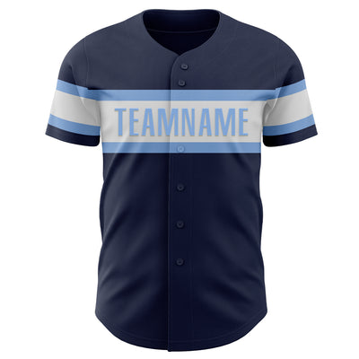 Custom Navy White-Light Blue Authentic Baseball Jersey